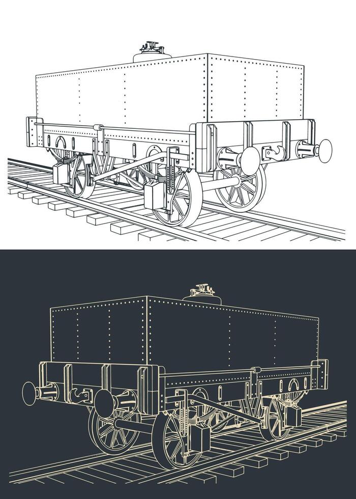 Rectangular tar tank wagon illustrations vector