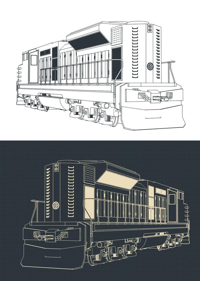 Locomotive drawings illustrations vector