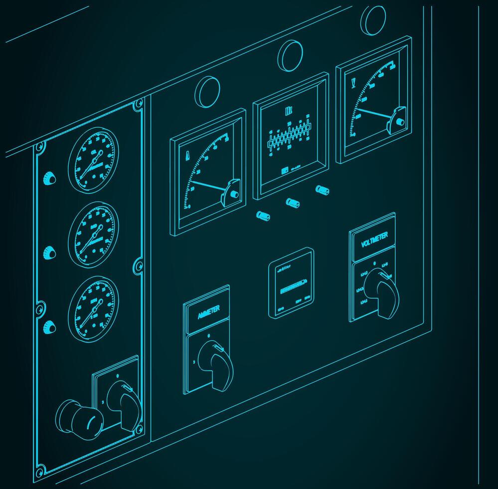 Diesel generator control panel closeup vector