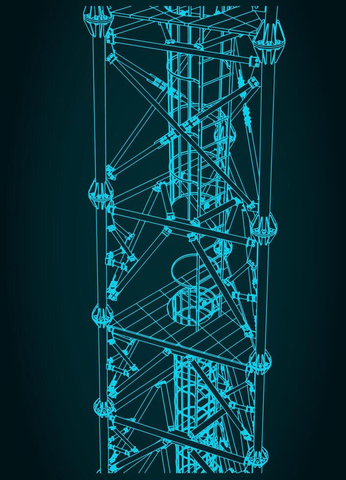Telecommunication tower closeup vector