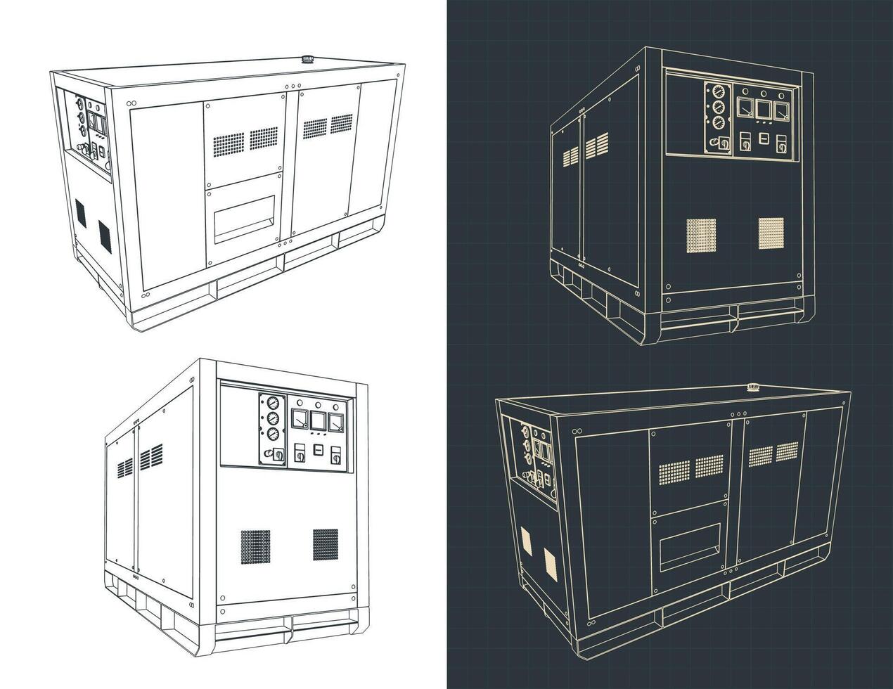 Diesel generator drawings vector