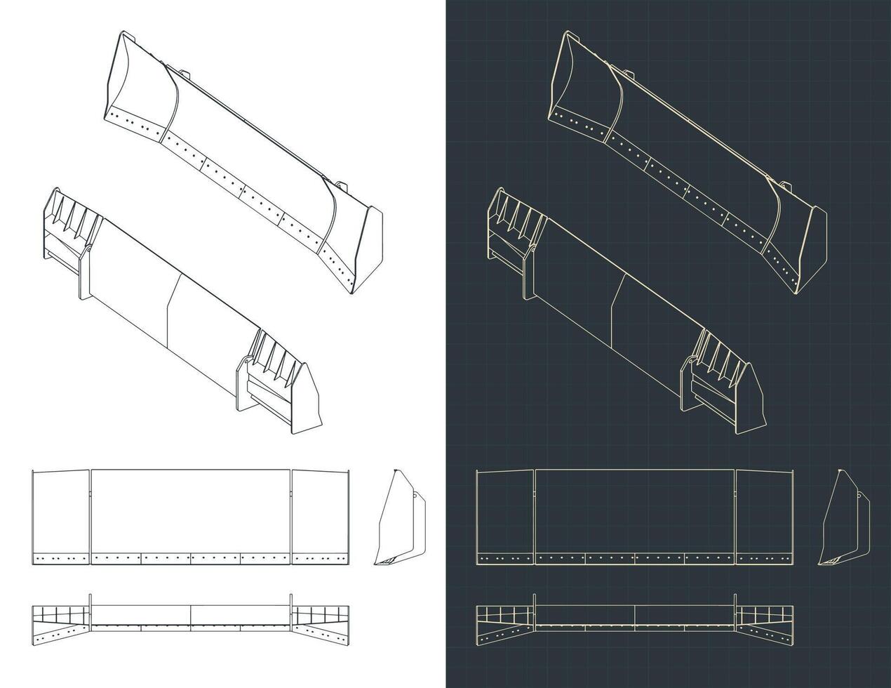 Dozer blade blueprints vector
