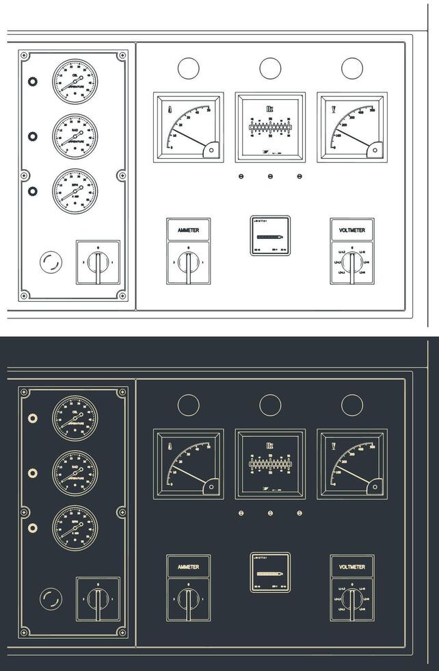 Diesel generator control panel drawings vector