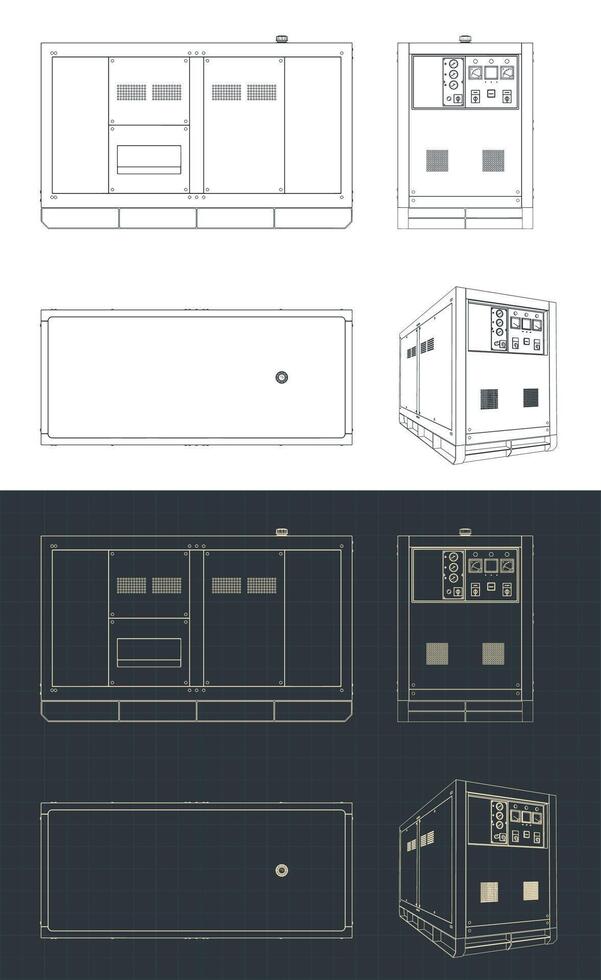 Diesel generator blueprints vector