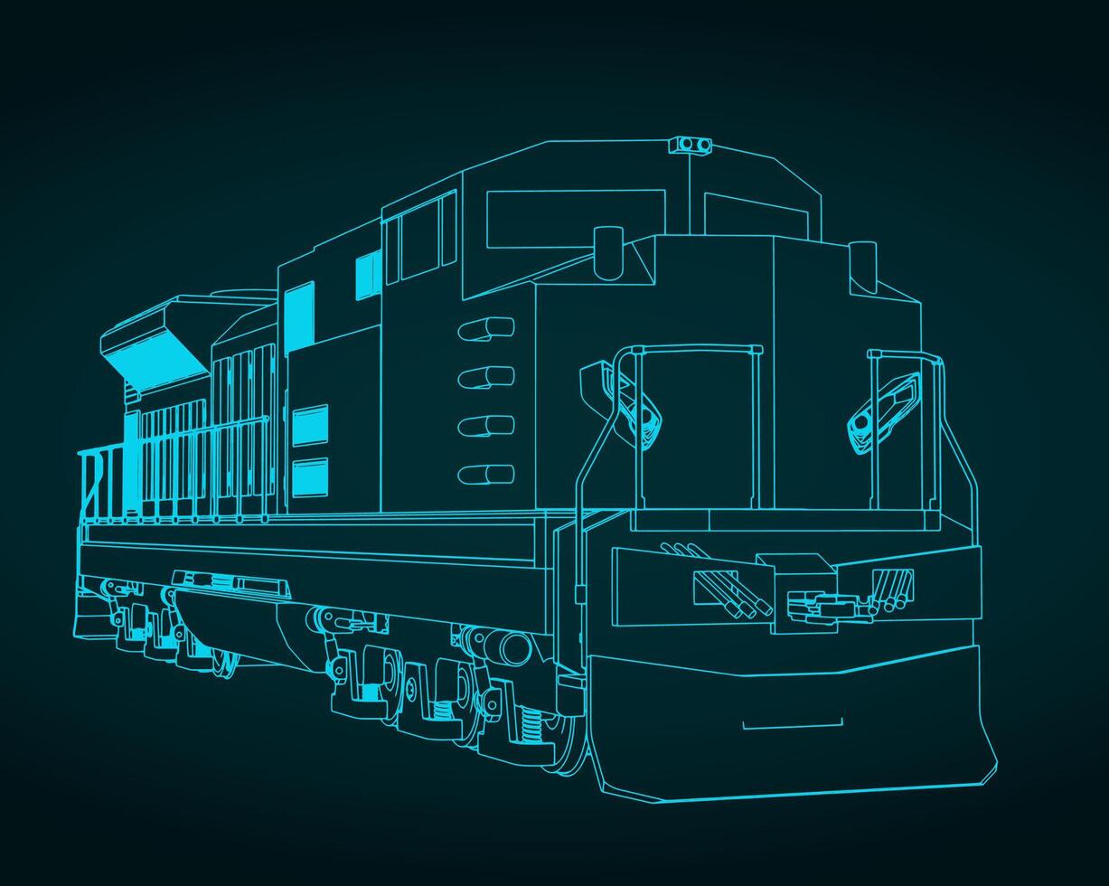 Locomotive drawings illustration vector