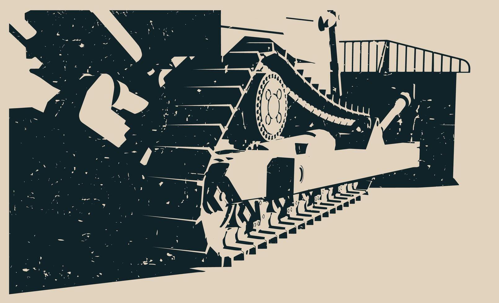 Crawler bulldozer retro poster template vector