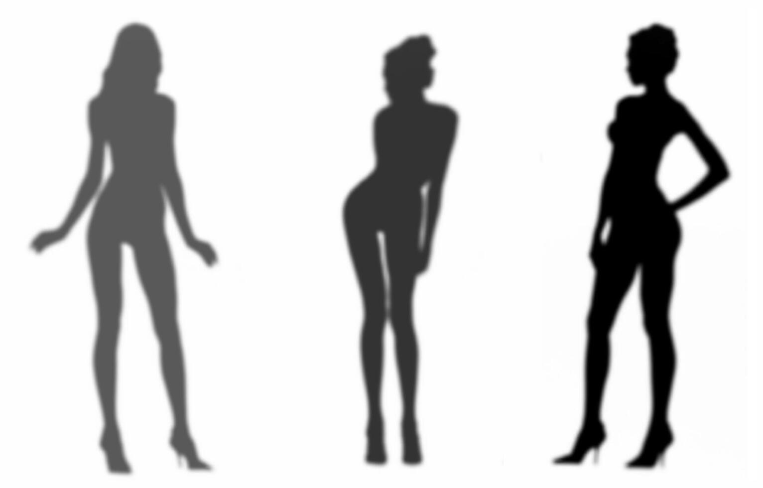 Soft silhouettes of beautiful, posing girls vector