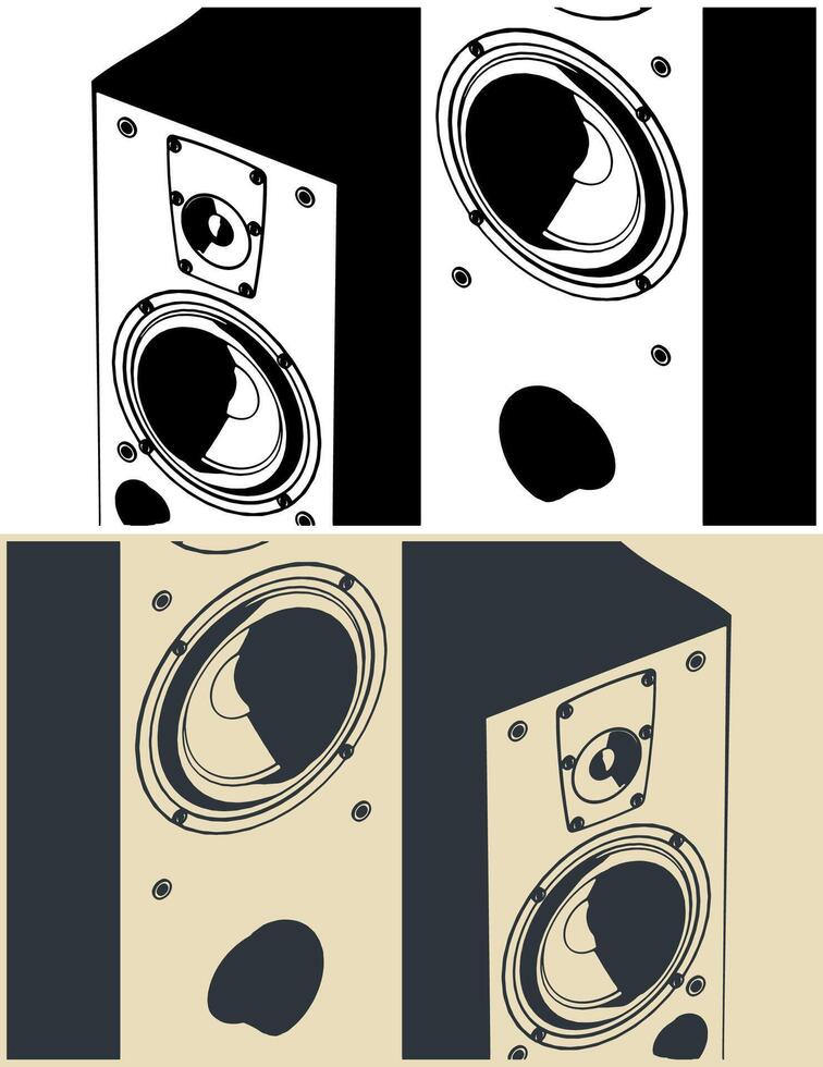 Hi-fi speaker systems close-up vector