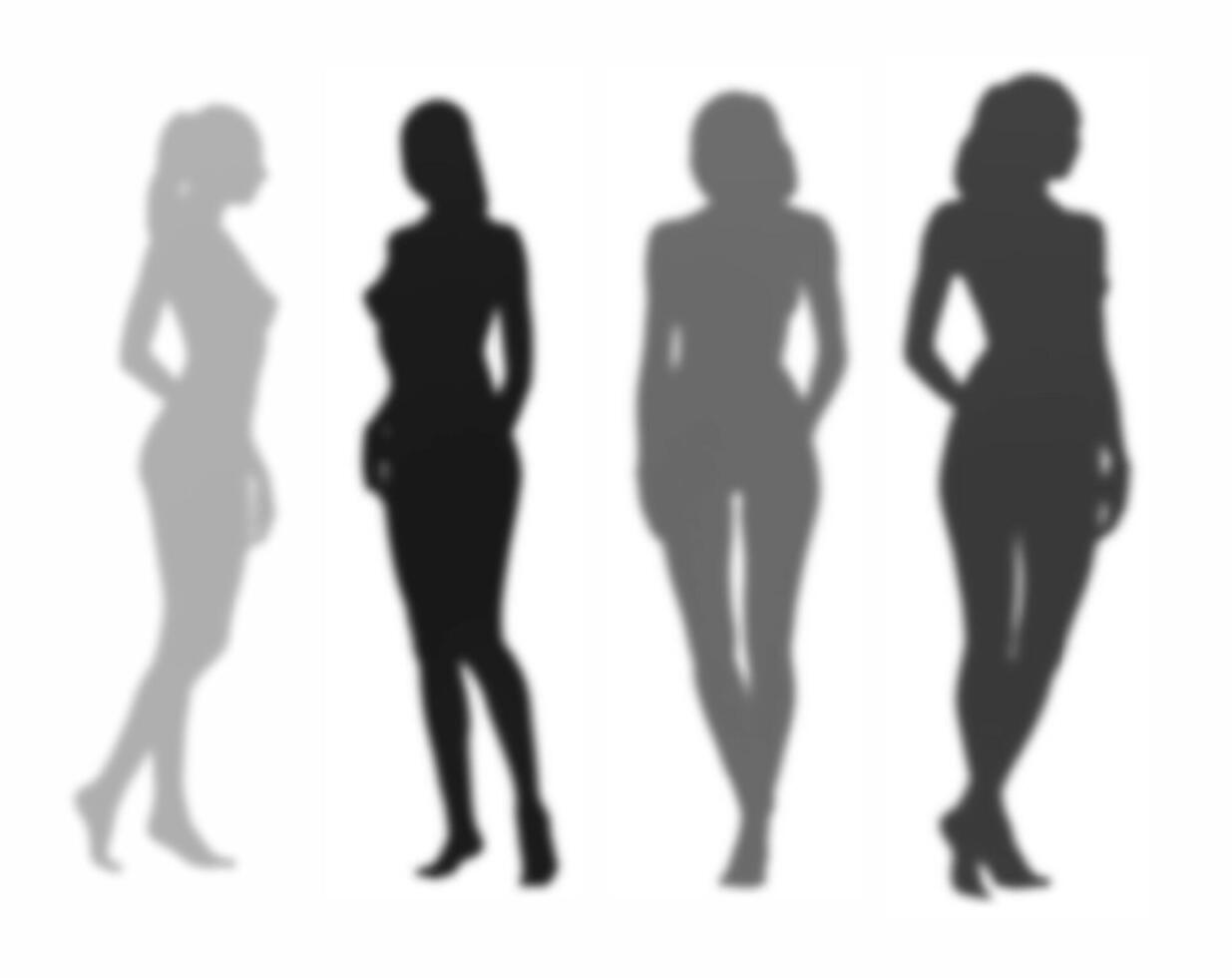 Soft silhouettes of beautiful, posing girls vector