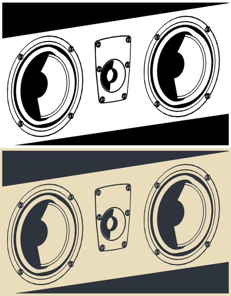 Hi-fi systems close-up vector