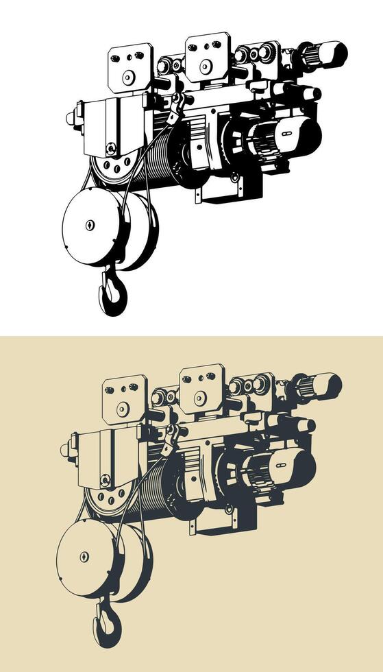 Electric hoist illustrations vector