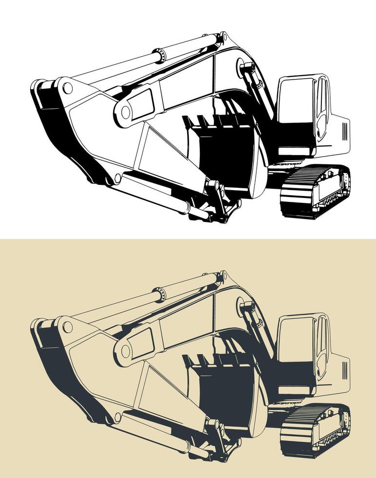Excavator close up vector