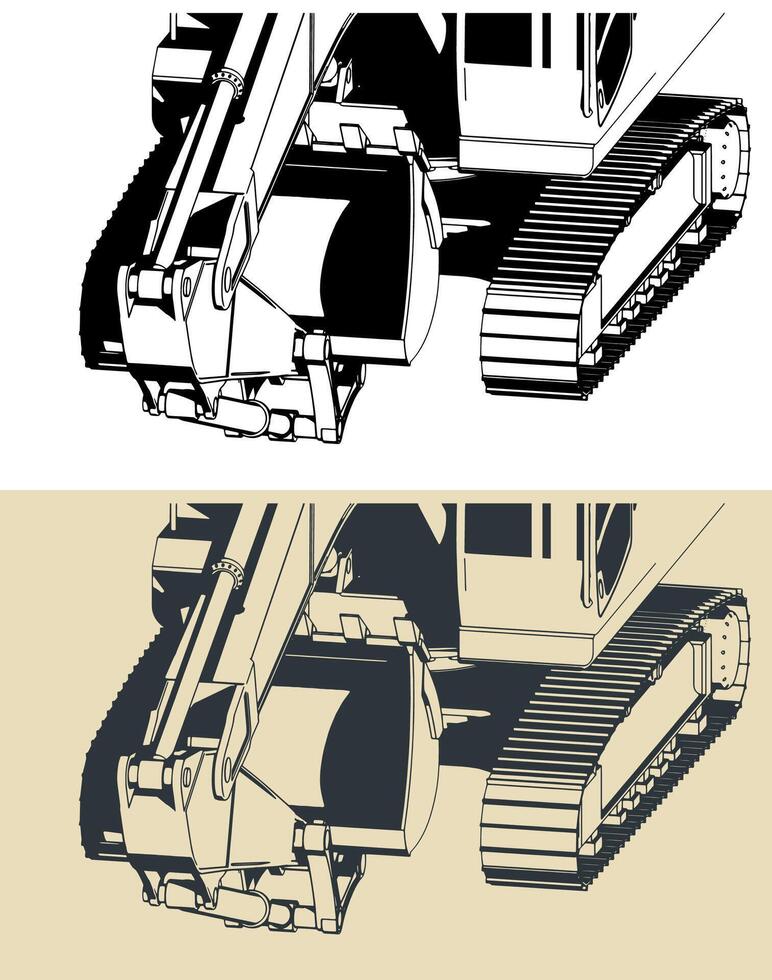 Excavator close up vector