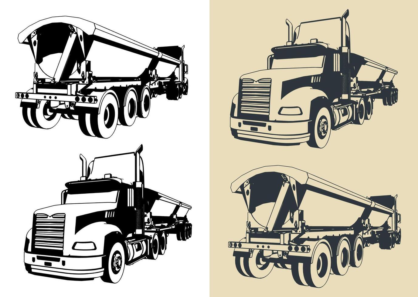Side dump trailer vector