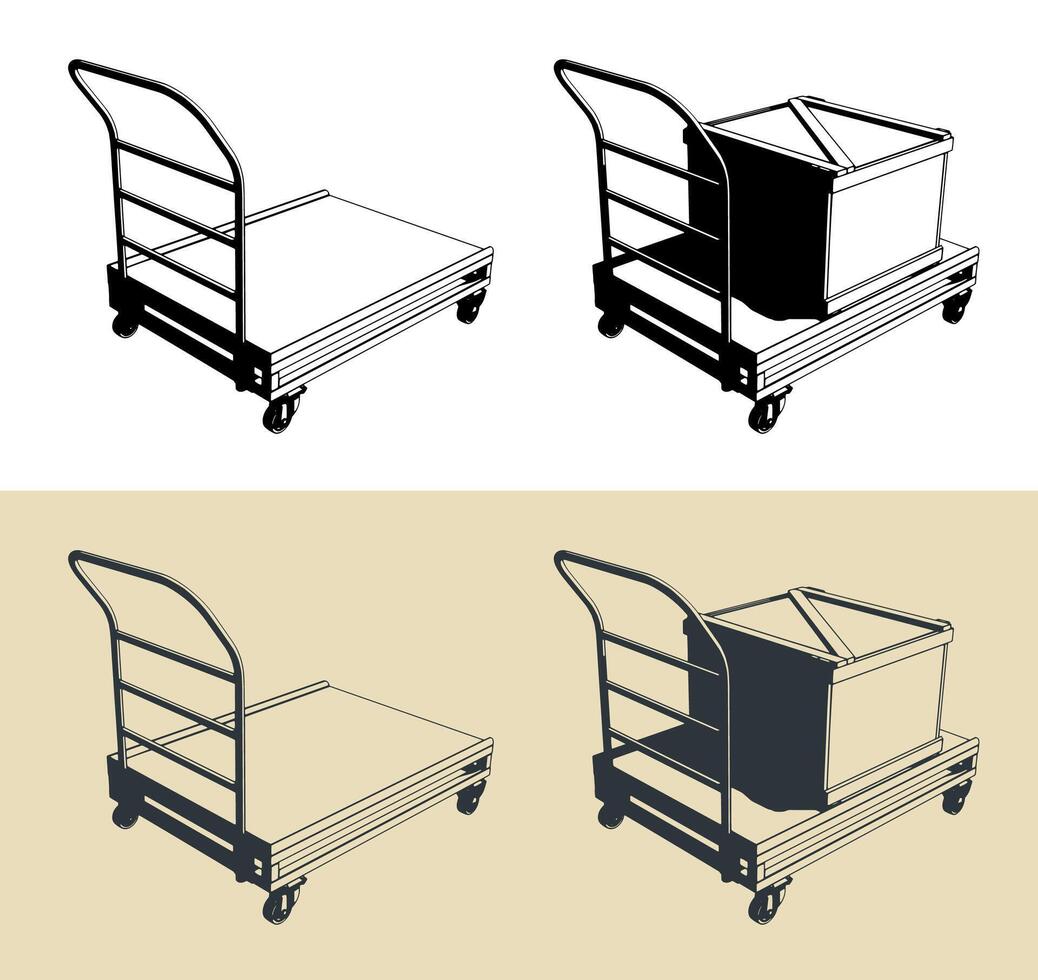Industrial hand trolley vector