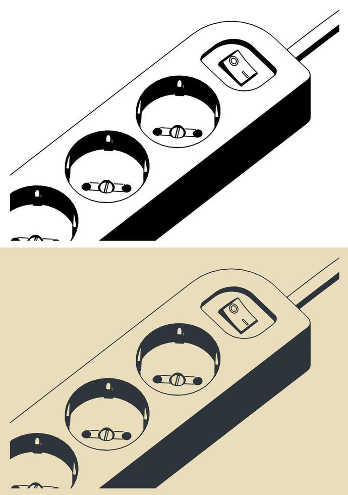 Power socket extension close up vector