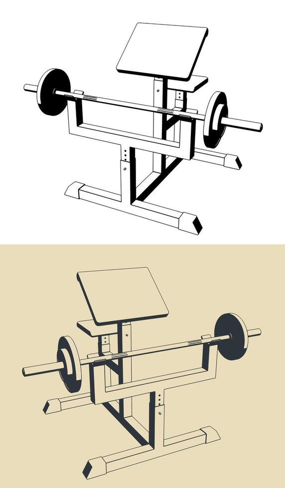 Preacher curl machine vector