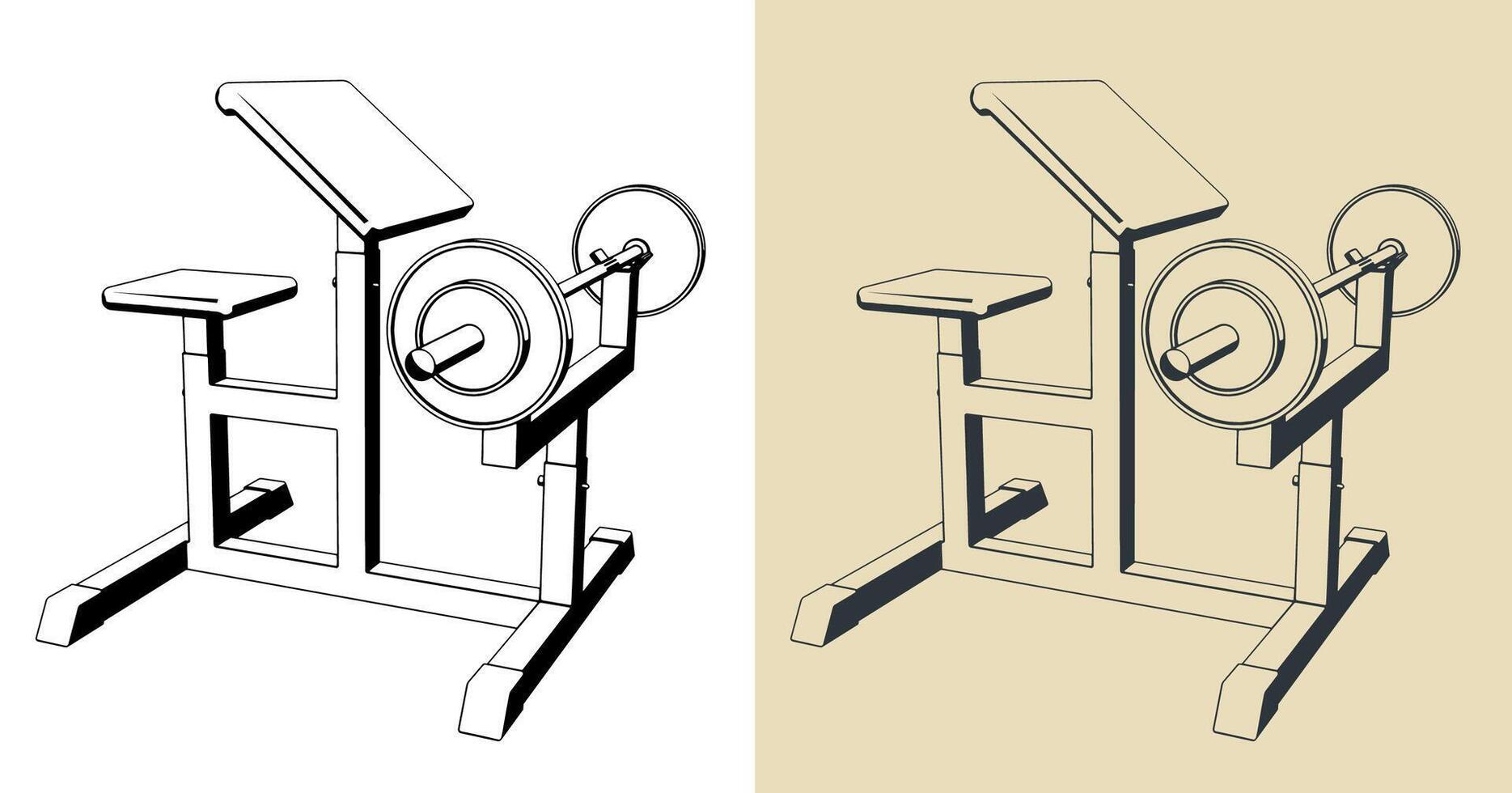 Preacher curl machine illustrations vector