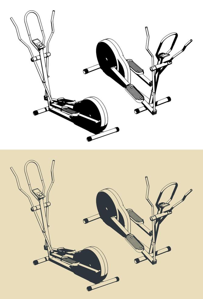 Elliptical machine illustrations vector