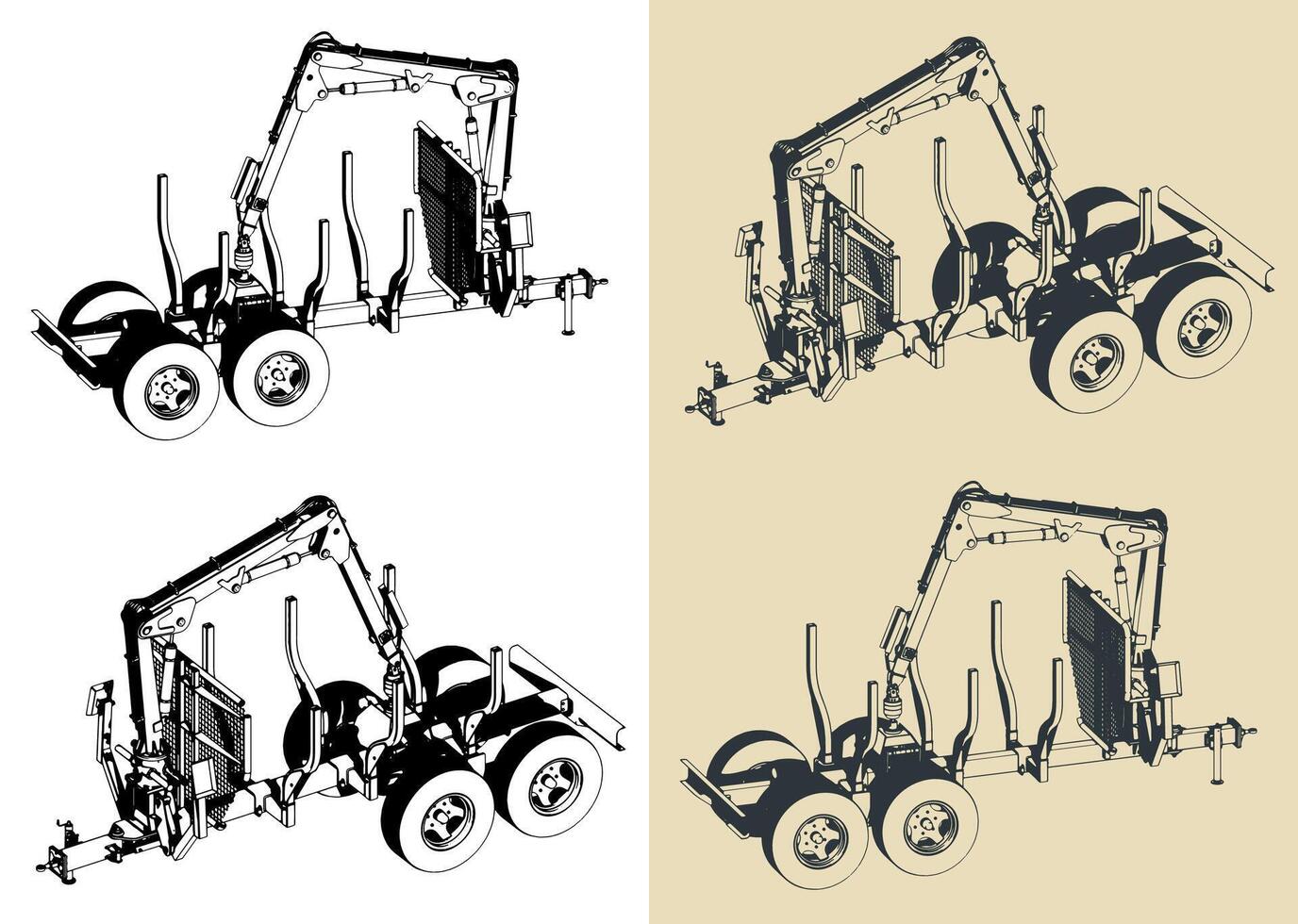 Forest trailer illustrations vector