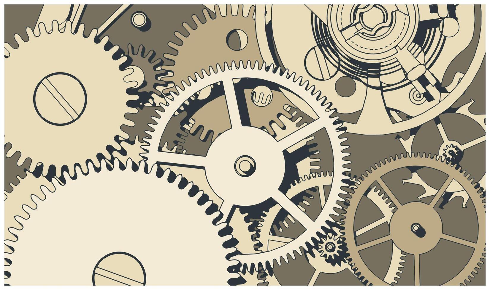 Clock mechanism close up illustration vector