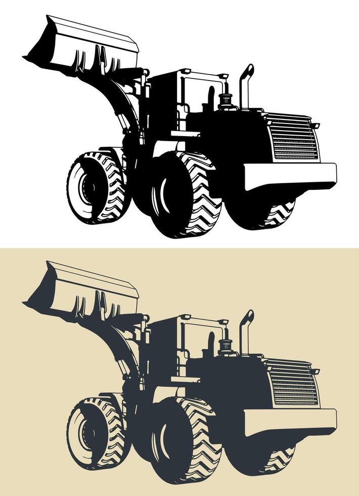 Wheel loader illustrations vector