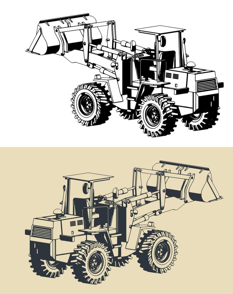 Wheel loader illustration vector