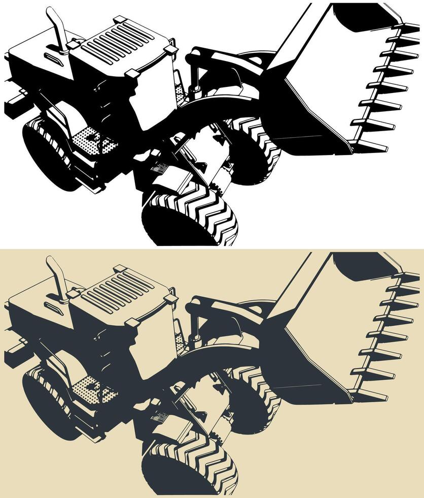 Wheel loader close up vector