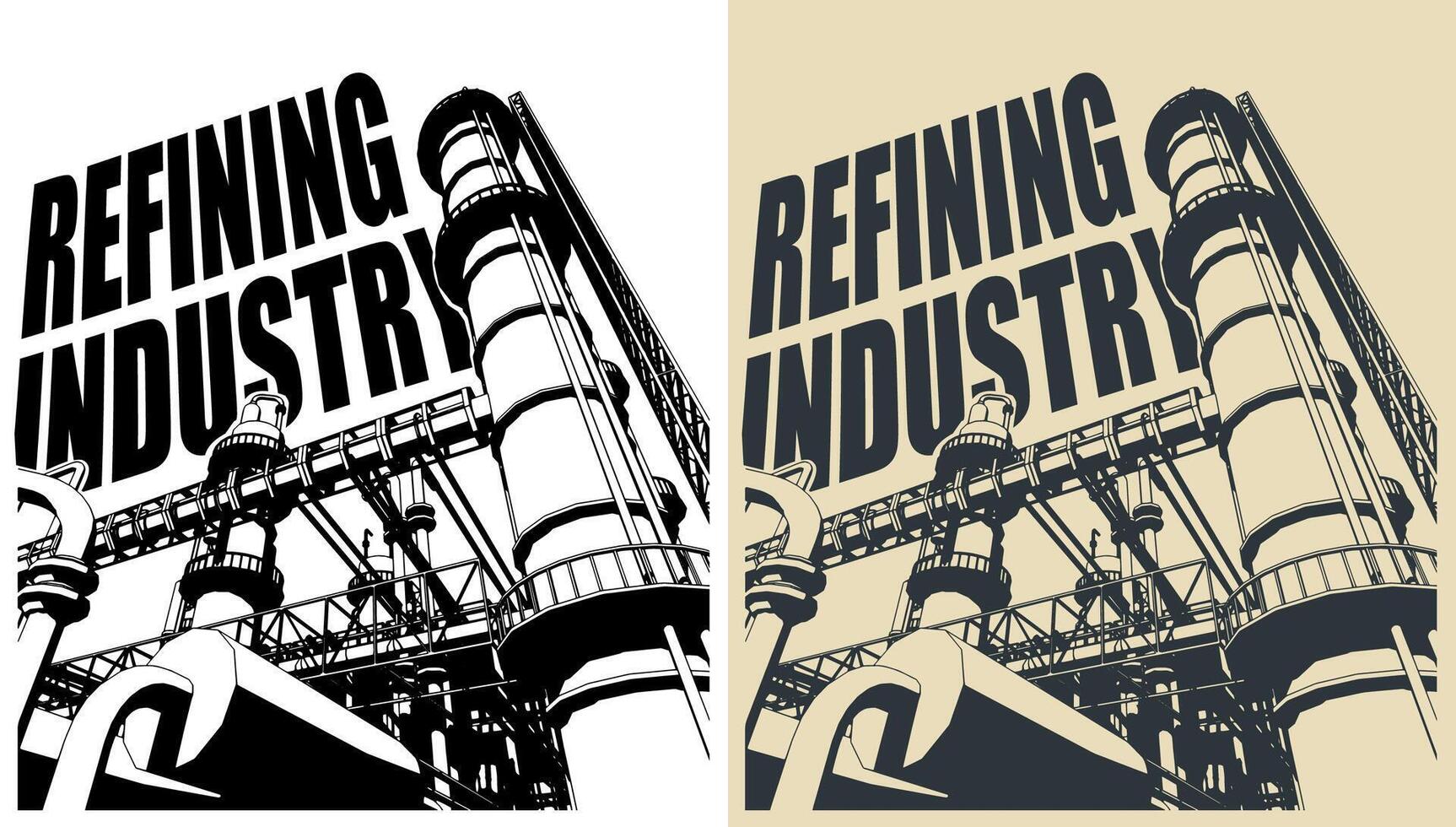 Oil refining industry illustrations vector