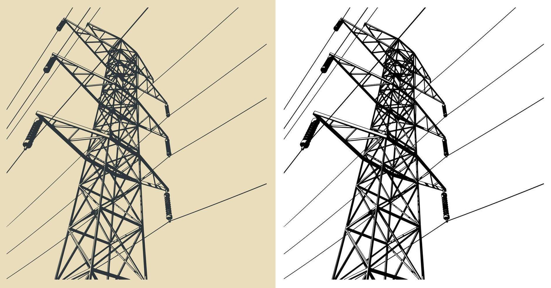 High voltage power pole vector