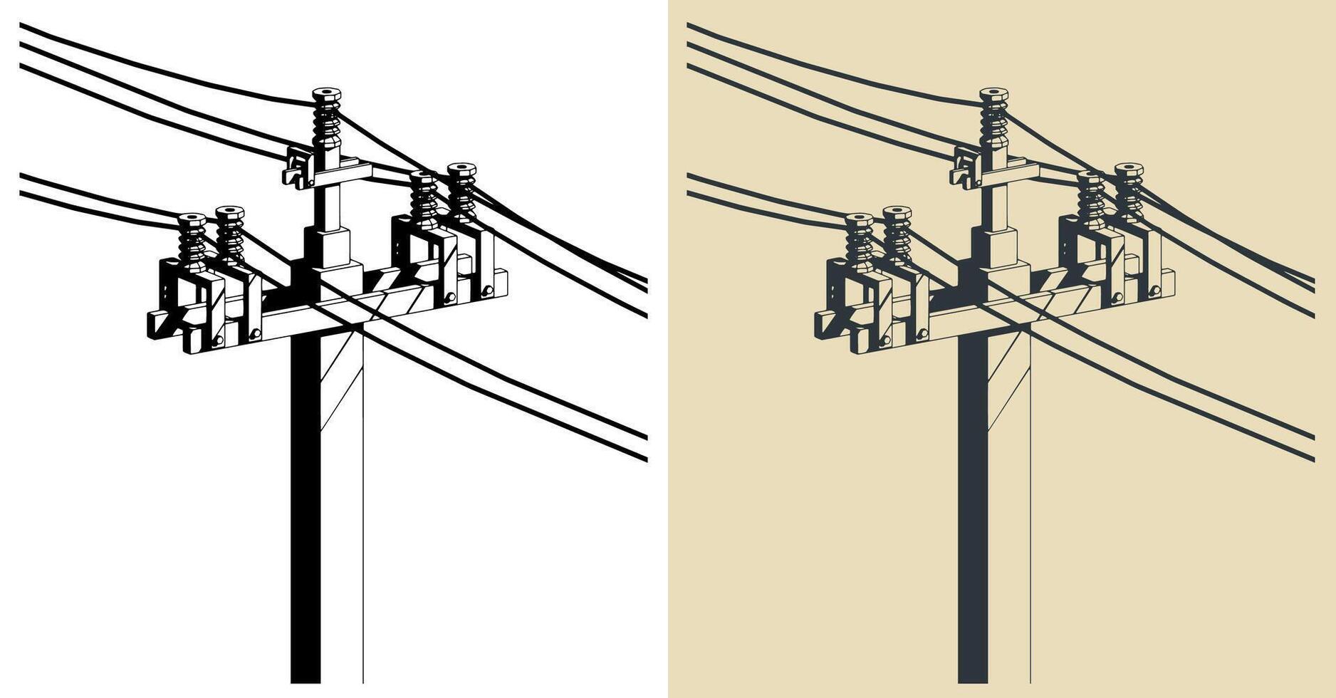 High voltage electric pole close up vector