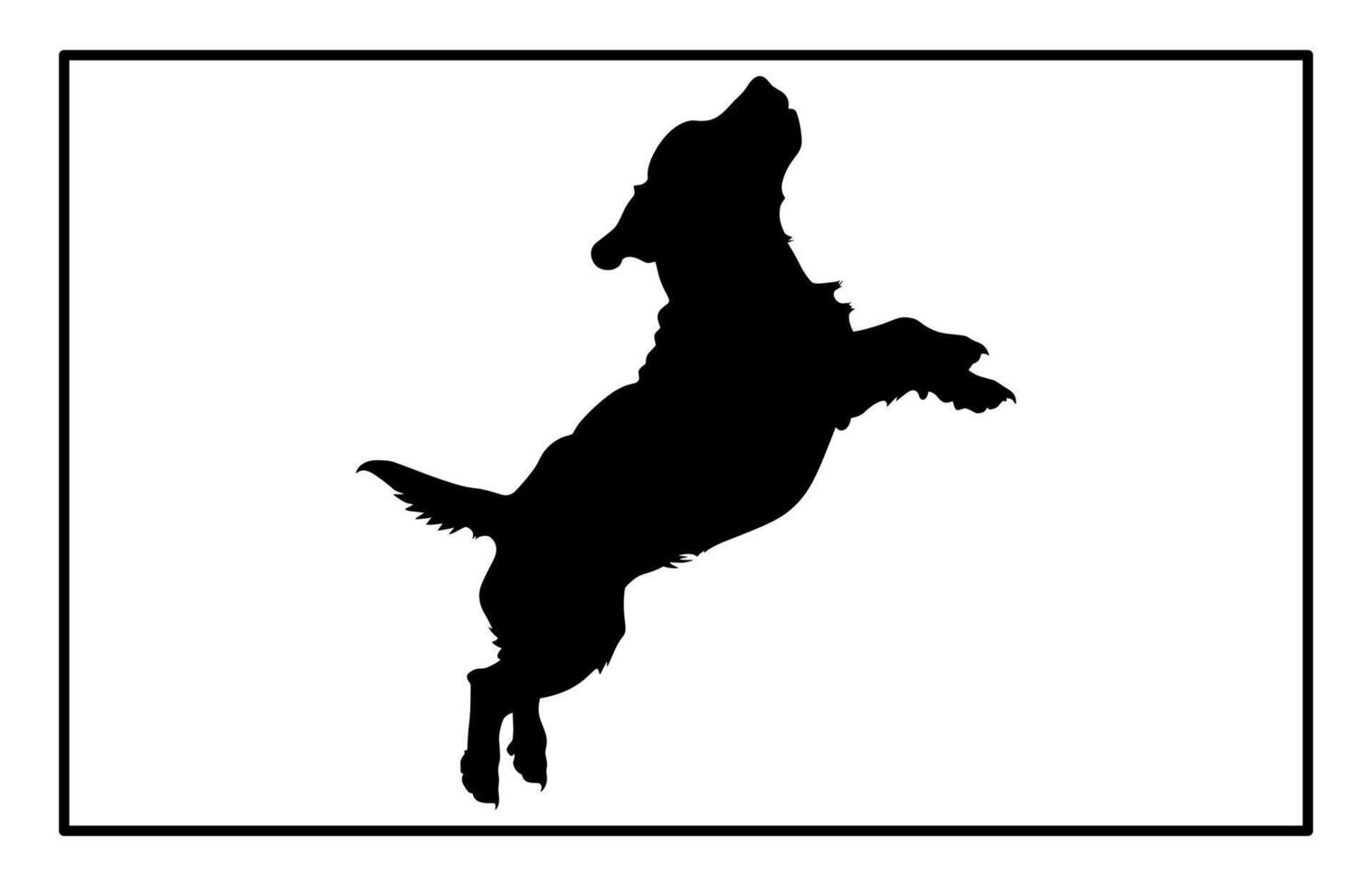 Jumping Dog Silhouette - Canine Action Illustration and Clipart vector