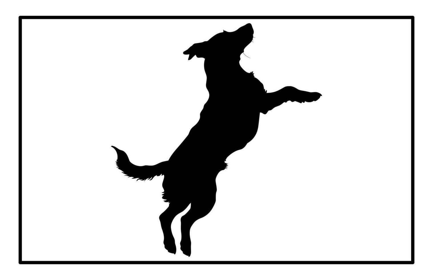 Jumping Dog Silhouette - Canine Action Illustration and Clipart vector