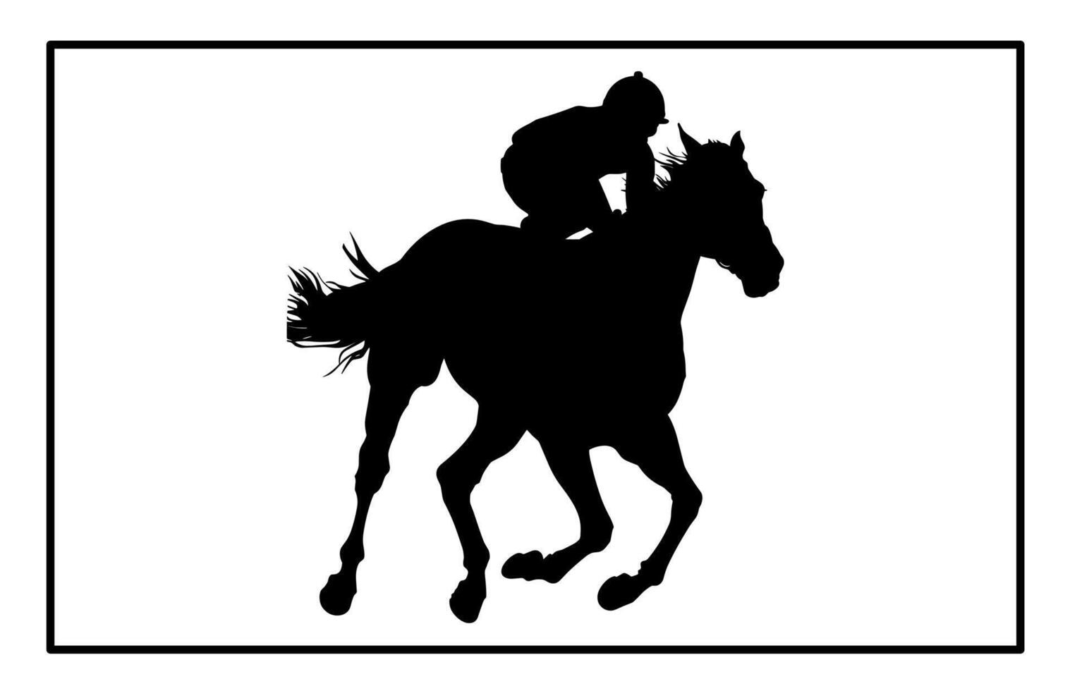 Jockey Riding Horse Silhouette - Equestrian Sports Illustration and Clipart vector