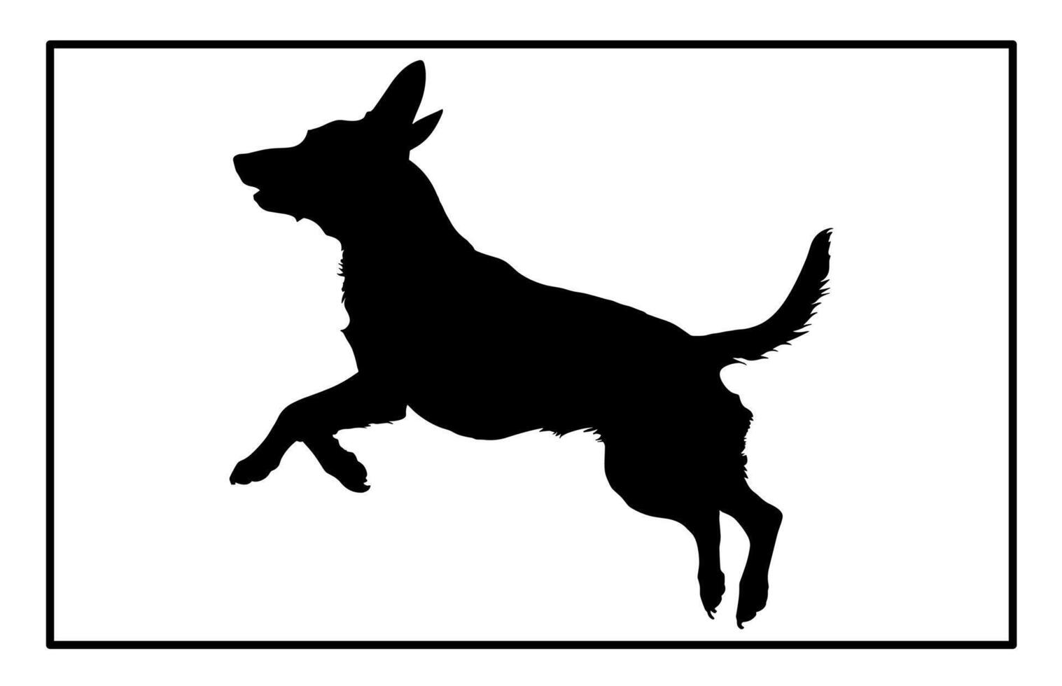 Jumping Dog Silhouette - Canine Action Illustration and Clipart vector