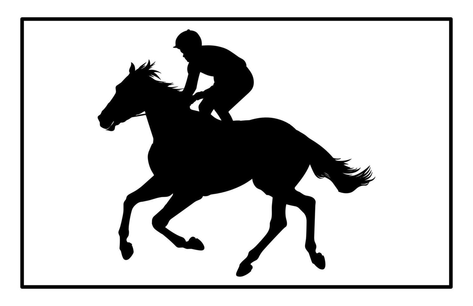 Jockey Riding Horse Silhouette - Equestrian Sports Illustration and Clipart vector