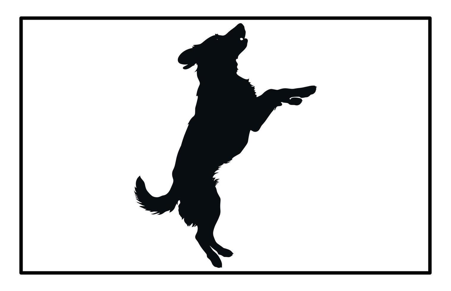 Jumping Dog Silhouette - Canine Action Illustration and Clipart vector