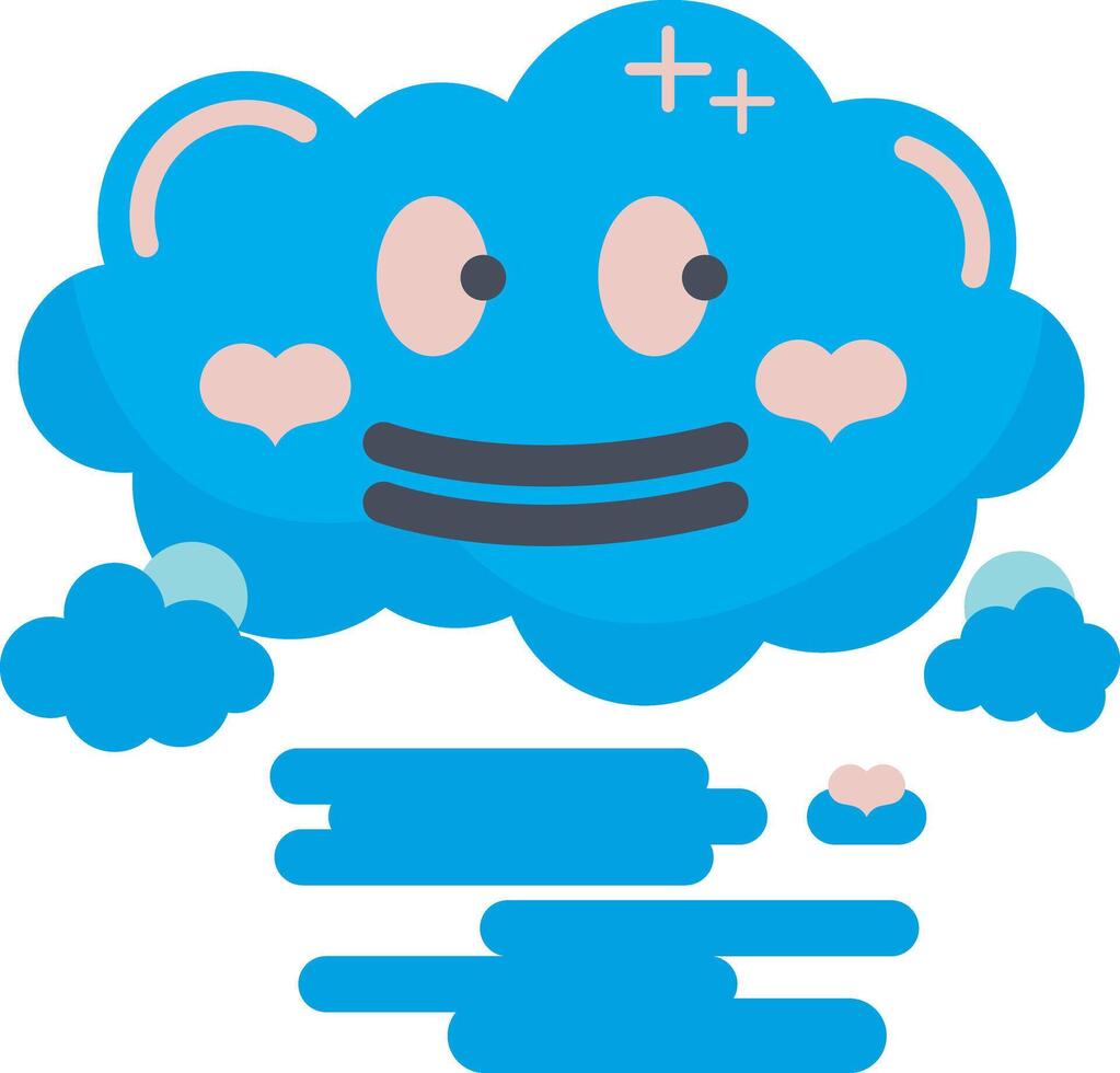 Fluffy Cloud Sky Cartoon Character Illustration Graphic Element Art Card vector