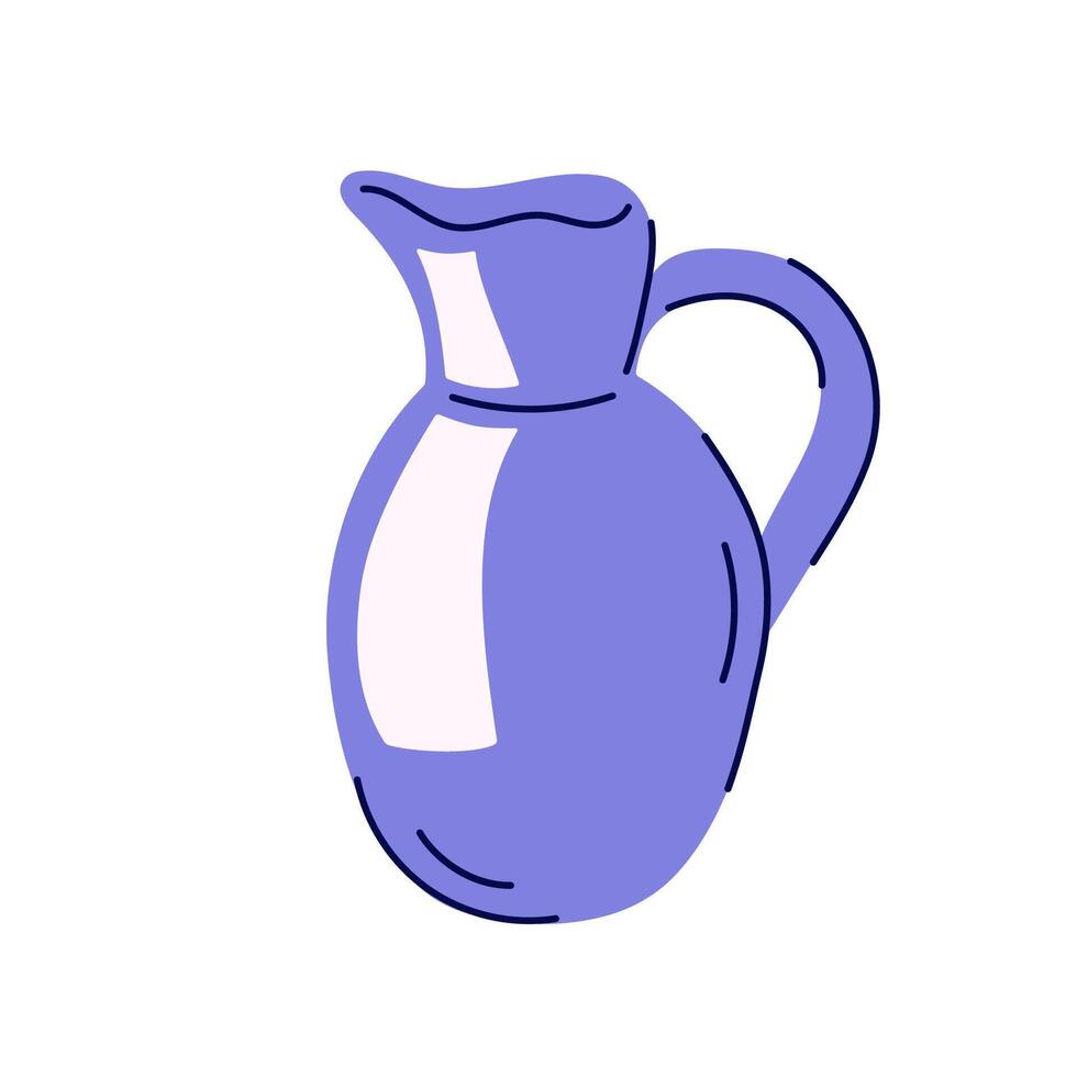 Jug of milk in flat style. Vintage dairy icon. illustration isolated on a white background. vector