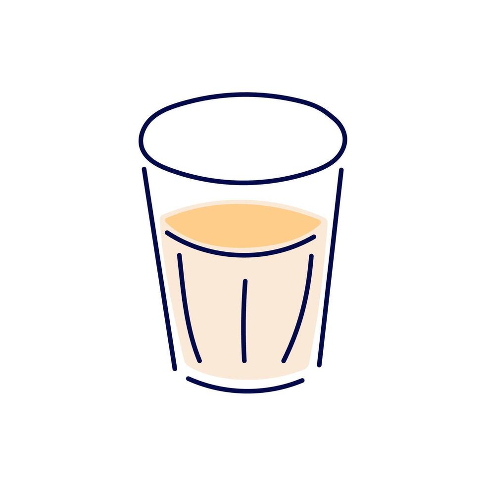 Glass of milk in line art style. Dairy product design for grocery shop. illustration isolated on a white background. vector