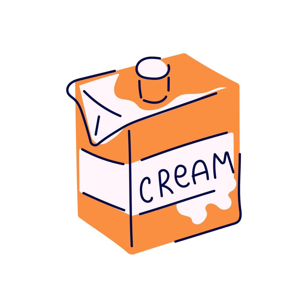 Icon milk cream packaging in cartoon style. Design for dairy drink print, sign, menu. illustration isolated on a white background. vector