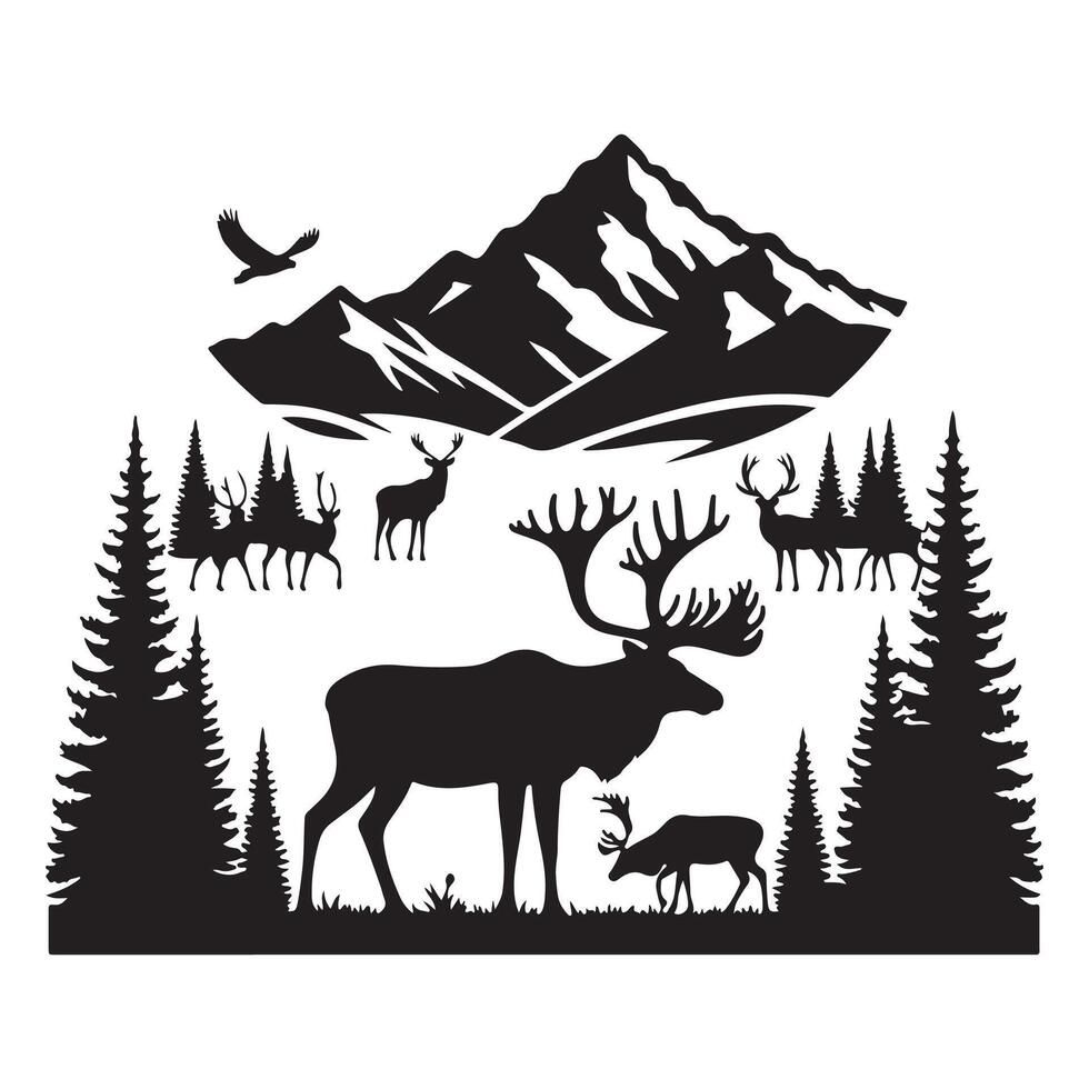 Caribou Majestic Icons of the Arctic Wilderness vector