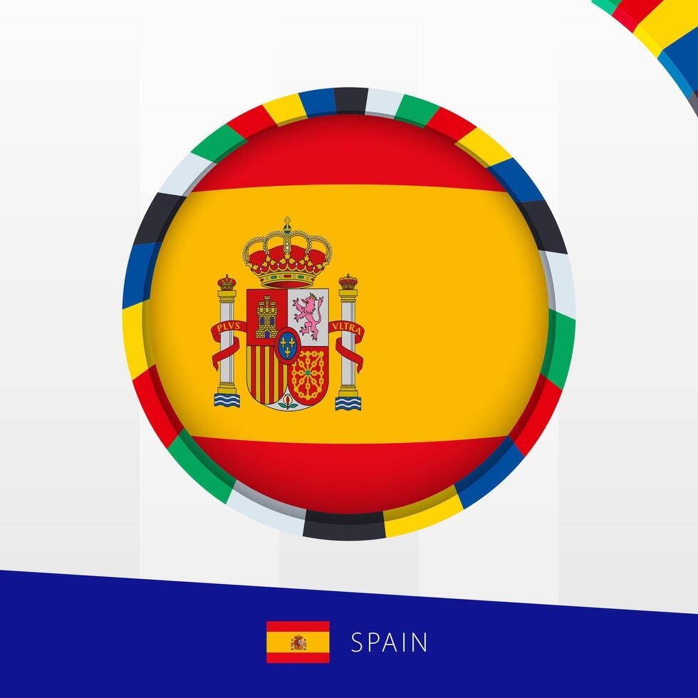 Spain Flag with Colorful Circle Border. vector