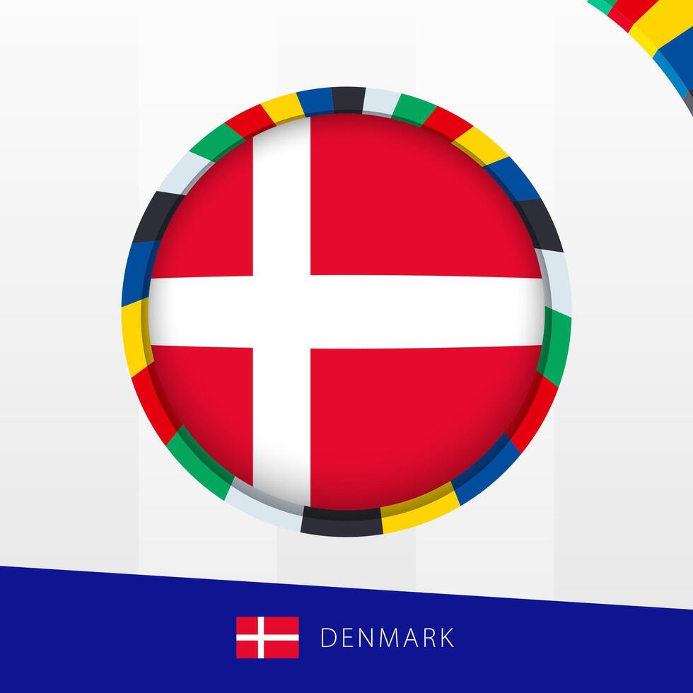 Denmark Flag with Colorful Circle Border. vector