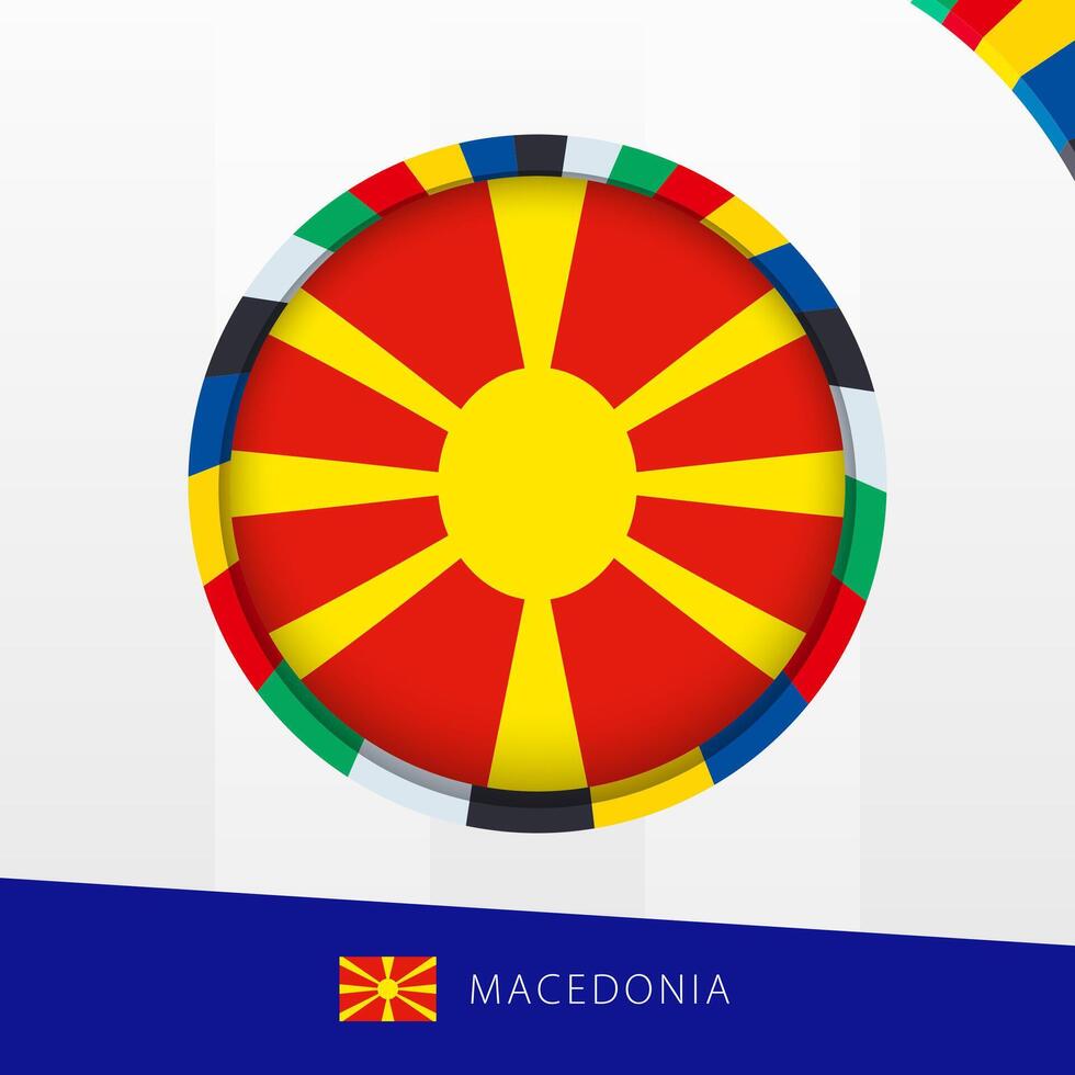 North Macedonia Flag with Colorful Circle Border. vector