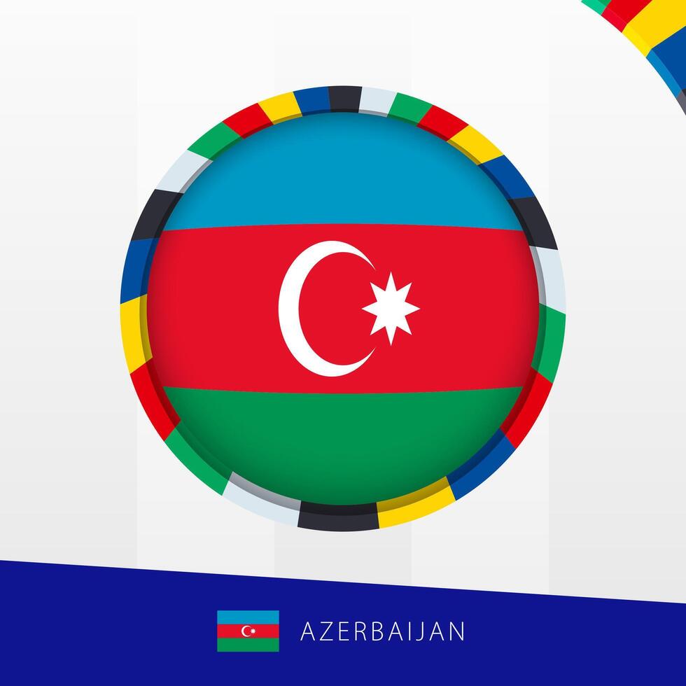 Azerbaijan Flag with Colorful Circle Border. vector