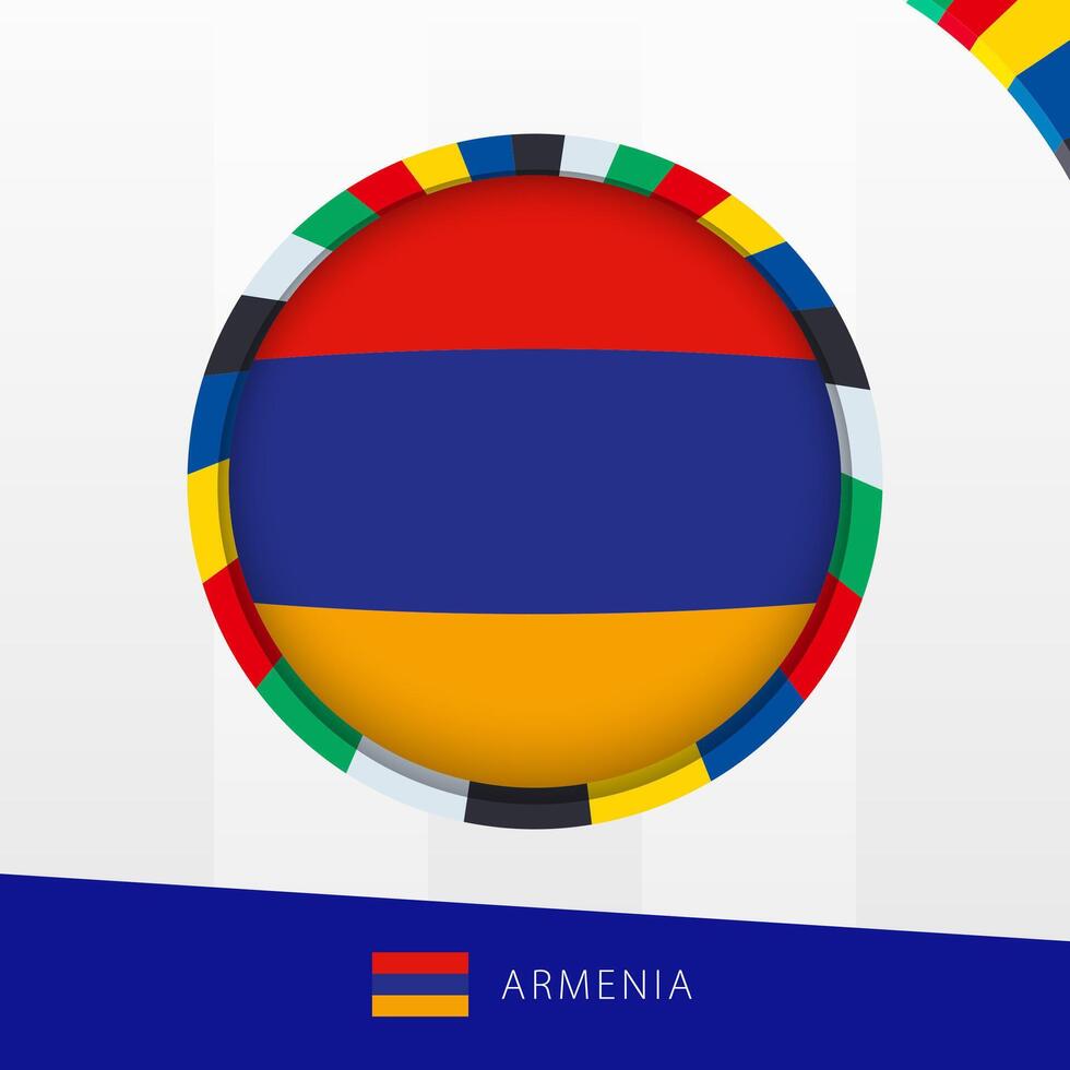 Armenia Flag with Colorful Circle Border. vector