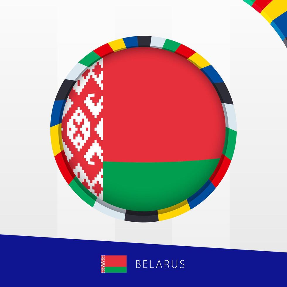 Belarus Flag with Colorful Circle Border. vector