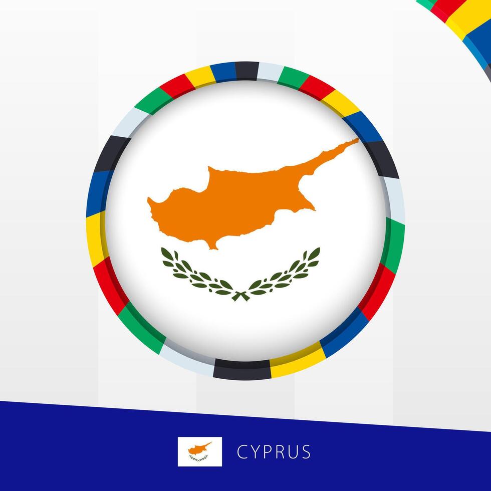 Cyprus Flag with Colorful Circle Border. vector