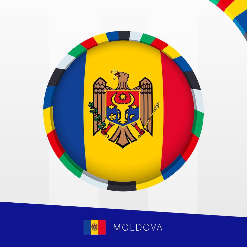 Moldova Flag with Colorful Circle Border. vector